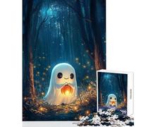 Puzzle de 1000 pièces pour Adolescents Thème Halloween Fantôme Mignon dans la forêt Jeu Anti-Stress pour Un échange de Cadeaux Jeu de détente Renforce l'amour au Sein du Couple 38x26cm