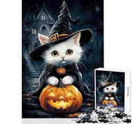 Puzzle de 1000 pièces pour Adolescents thème Halloween sorcière et Chat décoration Jouet Cadeau de Noël Secret Casse-tête Collection d'artistes Beaux-Arts Format 50x75cm
