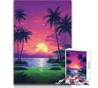 Puzzle de 1000 pièces pour Adolescents, thème Hawaï Tropical, Pixel Art, idéal pour s'amuser en Famille, soirée Jeux, Analyse et logique, Cadeau d'anniversaireDimensions 50x75cm.