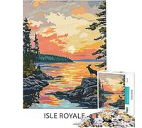 Puzzle de 1000 pièces pour Adolescents thème Île Royale Coucher de Soleil Puzzle pour Adultes Jeu Manuel Anti-Stress Cadeau d'anniversaire Original (Taille 38x26cm)
