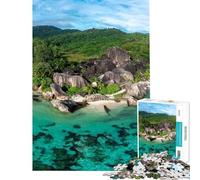 Puzzle de 1000 pièces pour Adolescents thème île Tropicale Plage des Seychelles idéal pour Un Anniversaire ou Noël Jeu de Manipulation Difficile et Stimulant à partir de 14 Ans (38x52cm)