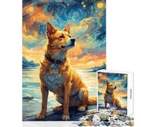Puzzle de 1000 pièces pour Adolescents Thème La Nuit étoilée avec Un Chien Décoration Murale Idée Cadeau d'anniversaire Jeu Relaxant pour développer la motricité Fine et la Coordination œil-Main