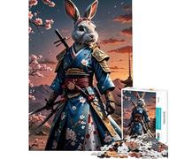 Puzzle de 1000 pièces pour Adolescents thème Lapin samouraï et Geisha Jeu éducatif et Pratique pour développer l'analyse et la logique (38x26cm)