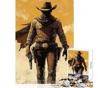 Puzzle de 1000 pièces pour Adolescents, thème Le Cowboy Solitaire dans l'Ouest, à Monter soi-même, Cadeau de Père Noël Secret, Jeu en Famille avec Poster et fiche de Questions Assortis (50x75cm)