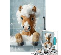 Puzzle de 1000 pièces pour Adolescents thème L'heure du Bain des Chevaux Jeu Familial Jouet éducatif Cadeau pour Femmes et Hommes pour Toute la Famille (Dimensions 38x52cm)