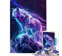Puzzle de 1000 pièces pour Adolescents thème Loup Cyberpunk sur Sommet enneigé défi éducatif Cadeau pour Femmes Jeu éducatif à partir de 14 Ans 50x75cm