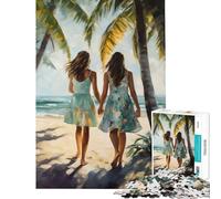 Puzzle de 1000 pièces pour Adolescents thème Marcher sur Une Plage Entre Amis Jeu éducatif et Stimulant Cadeau d'anniversaire pour Femmes (Taille 50x75cm)