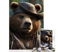 Puzzle de 1000 pièces pour Adolescents thème Ours Pirate et Capitaine Jeu éducatif Cadeau d'anniversaire Jeux Amusants avec Poster et fiche de Questions Assortis Dimensions 50x75cm