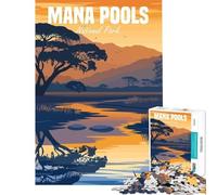 Puzzle de 1000 pièces pour Adolescents thème Parc National de Mana Pools Jeu éducatif Stimulant et Casse-tête pour Un Père Noël Secret (38x52cm)