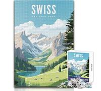 Puzzle de 1000 pièces pour Adolescents, thème Parc National Suisse, Jeu éducatif, découpe de précision, Cadeau de Père Noël Secret, Dimensions : 50x75cm
