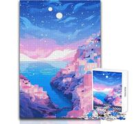 Puzzle de 1000 pièces pour Adolescents - Thème Pastel lo-FI - Village Grec - Idéal pour s'amuser en Famille, Jouer, Analyser et développer sa logique - Cadeau d'anniversaire - Dimensions 38x52cm