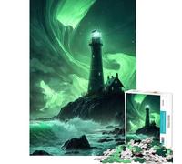 Puzzle de 1000 pièces pour Adolescents thème « Phare dans l'aurore boréale Jeu éducatif Stimulant et Anti-Stress Cadeau d'anniversaire (38x52cm)