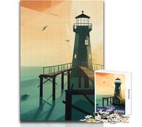 Puzzle de 1000 pièces pour Adolescents, thème Phare sereinUn Jeu Unique et Stimulant, mais Aussi Un Cadeau Amusant et Humoristique pour Un anniversaireDimensions 38x26cm.