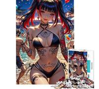 Puzzle de 1000 pièces pour Adolescents thème Plage Fille Anime tatouée Puzzle Mural Jeu de Puzzle Course de Vitesse Manuelle Aide à l'exercice cérébral (Taille 50x75cm)
