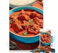 Puzzle de 1000 pièces pour Adolescents,thème Poulet Tikka Masala et Riz,découpe Fine,Jeu de Concentration,Cadeau pour se détendre et Passer Un Moment agréable,Cadeau de Noël ou de Loisirs (50x75cm)