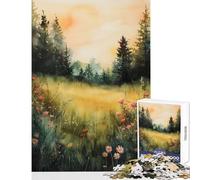 Puzzle de 1000 pièces pour Adolescents Thème Prairie Peinture Acrylique Jeu Anti-Stress Idée Cadeau pour Un Père Noël Secret Jeux relaxants Renforce l'amour au Sein du Couple Dimensions 38x52cm