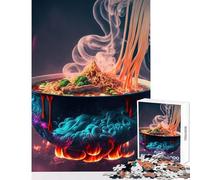 Puzzle de 1000 pièces pour Adolescents thème Ramen Cuisine Japonaise Anti-Stress Cadeau d'anniversaire Casse-tête Amusant à Faire à la Maison Dimensions 38x26cm