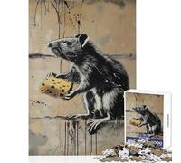 Puzzle de 1000 pièces pour Adolescents Thème Rat Cheese Graffiti Banksy Jouet éducatif Idée Cadeau Jeu Amusant pour développer la motricité Fine et la dextérité Dimensions 38x52cm