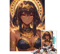 Puzzle de 1000 pièces pour Adolescents thème Reine égyptienne Anime avec Bijoux dorés Jeu éducatif et Stimulant Cadeau Amusant pour Toute la Famille (Taille 50x75cm)