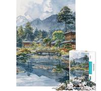 Puzzle de 1000 pièces pour Adolescents thème Retraite à la Montagne japonaisejeu de réflexion pour Adultes découpe de précision Difficile et Stimulant (Taille 38x26cm)
