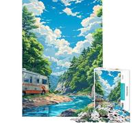 Puzzle de 1000 pièces pour Adolescents thème Retraite en Caravane au Bord de la rivière » Jeu Manuel pour Adultes Anti-Stress Cadeau d'anniversaire Original (50x75cm)