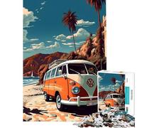 Puzzle de 1000 pièces pour Adolescents thème rétro VW Bus Voyage à la Plage Difficile et Stimulant décoration intérieure Jeu Relaxant pour Les 14 Ans et Plus 50x75cm