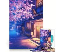 Puzzle de 1000 pièces pour Adolescents, thème Rue Sakura au crépuscule », découpe Nette, Jeu cognitif Amusant, Jeu pour Passer Le Temps, décoration de Noël pour la Maison (38x26cm)