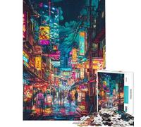 Puzzle de 1000 pièces pour Adolescents Thème : Ruelle Nocturne néon Jeux Amusants et addictifs pour développer la Patience Cadeau d'anniversaire idéal pour Les Couples (Taille : 38x26cm)