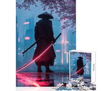 Puzzle de 1000 pièces pour Adolescents thème samouraï Cyberpunk avec Katana Lumineux décoration Murale Cadeau pour Femmes et Hommes Jeu éducatif pour renforcer Les Liens Amoureux Dimensions 38x52cm