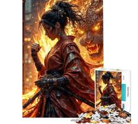 Puzzle de 1000 pièces pour Adolescents thème samouraï Esprit du feu Puzzle Adulte décoration Murale activité Amusante et Humoristique à Faire à la Maison (Taille 50x75cm)
