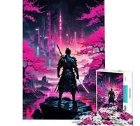 Puzzle de 1000 pièces pour Adolescents thème samouraï Paysage Urbain Cyberpunk défi éducatif décoration intérieure Jeu éducatif pour Les 14 Ans et Plus (38x26cm)