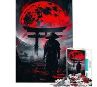 Puzzle de 1000 pièces pour Adolescents thème samouraï sous la Lune Rouge Jeu Relaxant et intellectuel Cadeau pour Femmes et Hommes Une véritable œuvre d'art (Dimensions 38x52cm)