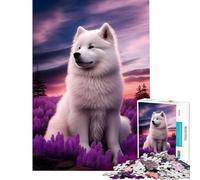 Puzzle de 1000 pièces pour Adolescents thème Samoyède et Nature Jeu Manuel éducatif et Stimulant Cadeau pour Femmes et Hommes décoration intérieure (Dimensions 50x75cm)