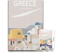 Puzzle de 1000 pièces pour Adolescents, thème Santorin Grèce, Un Jeu de défi Unique pour s'amuser en Famille, idéal comme Cadeau d'anniversaire Dimensions 38x52cm