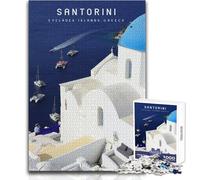 Puzzle de 1000 pièces pour Adolescents, thème Santorin, pour des soirées Jeux et Divertissement en familleIdéal pour développer l'analyse et la logiqueCadeau d'anniversaireDimensions 38x52cm.