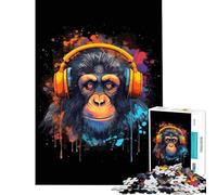 Puzzle de 1000 pièces pour Adolescents thème Singe et DJ défi intellectuel Jouet addictif Jeu Amusant amélioration de la mémoire Cadeau Artistique (Taille 75x50cm)