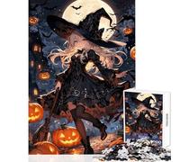 Puzzle de 1000 pièces pour Adolescents, thème sorcière Anime, décoration d'halloween, Jouet et idée Cadeau éducatif pour Un Anniversaire ou Noël, Format 38x52cm