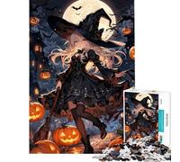 Puzzle de 1000 pièces pour Adolescents thème sorcière Anime Nuit d'halloween Exercice cérébral décoration intérieure Jeu Impossible à partir de 14 Ans (50x75cm)