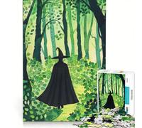 Puzzle de 1000 pièces pour Adolescents thème sorcière dans Les Bois Peinture Aquarelle Jouet éducatif pour s'amuser en Famille idéal pour décorer Un Bureau 50x75cm