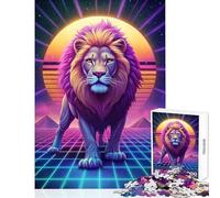 Puzzle de 1000 pièces pour Adolescents, thème Synthwave Lion, décoration intérieure, Jouet, Cadeau d'anniversaire, Jeu éducatif et Amusant à Faire à la Maison (Taille 50x75cm)