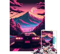 Puzzle de 1000 pièces pour Adolescents Thème Synthwave Voiture en Mouvement Aide à exercer Le Cerveau l'analyse et la logique Jeu Amusant pour Les 14 Ans et Plus (38x52cm)