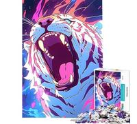 Puzzle de 1000 pièces pour Adolescents thème Tigre féroce Anime activités Amusantes à la Maison décoration Jouet Anti-Stress pour Les 14 Ans et Plus (38x26cm)