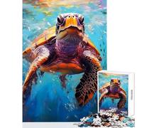 Puzzle de 1000 pièces pour Adolescents thème Tortue et Palette à Peindre soi-même Jeu de réflexion et de Bricolage idéal comme Cadeau d'anniversaire ou pour décorer Un Bureau Dimensions 50x75cm