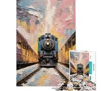 Puzzle de 1000 pièces pour Adolescents thème Train de Noël idéal pour Un Anniversaire ou Noël en Famille Jeu Impossible à partir de 14 Ans 50x75cm