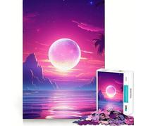 Puzzle de 1000 pièces pour Adolescents Thème Tropical synthwave Mirage Jeu cognitif Cadeau pour des Moments de Calme Décoration de Noël (38x26cm)