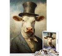 Puzzle de 1000 pièces pour Adolescents Thème Vache Aristocrate Jeu à Monter soi-même Cadeau d'anniversaire éducatif Dimensions 38x52cm
