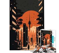 Puzzle de 1000 pièces pour Adolescents thème Ville Asiatique futuriste Jeu intellectuel Jeu Impossible Analyse et logique Cadeau d'anniversaire (Taille 38x26cm)
