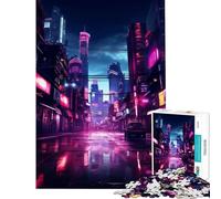 Puzzle de 1000 pièces pour Adolescents thème Ville Cyberpunk néon Jeu Amusant et Stimulant Cadeau d'anniversaire pour Toute la Famille (Taille 38x26cm)