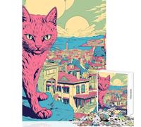 Puzzle de 1000 pièces pour Adolescents Thème Ville de Chats du Japon Jeux éducatifs et Pop Décoration intérieure Jouet à Monter soi-même Cadeau d'anniversaire Unique (38x52cm)
