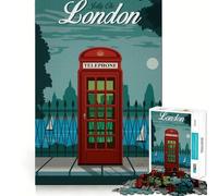 Puzzle de 1000 pièces pour adolescents thème voyage à Londres cabine téléphonique pièces à emboîtement précis jeu de logique amusant et silencieux idéal pour un anniversaire ou une activité artistique
